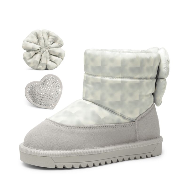 Girls Non-Slip Faux Fur Snow Boots - GREY-BEIGE -  0